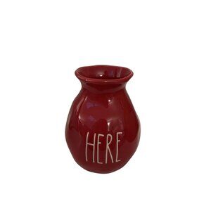 Rae Dunn Artisan Collection Red Ceramic Vase With "Here" Text 5.5" Tall By Magen